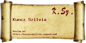 Kuncz Szilvia névjegykártya